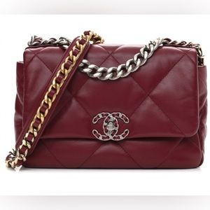 Goatskin Quilted Medium Chanel 19 Flap Dark Red